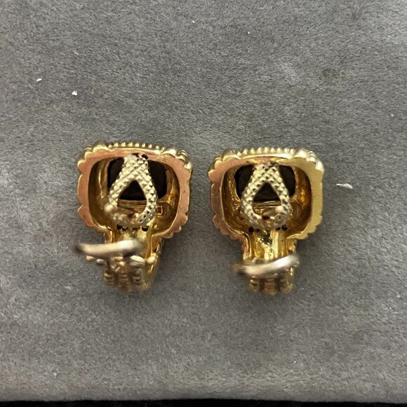 Vintage Judith Ripka Topaz, Diamond and 18K Gold Clip on, Pierced Earrings - Picture 3 of 3